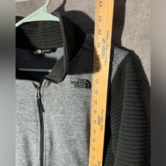 The North Face zipper jacket, soft warm, black grey, moto ribbed Sz Large - Picture 5 of 8